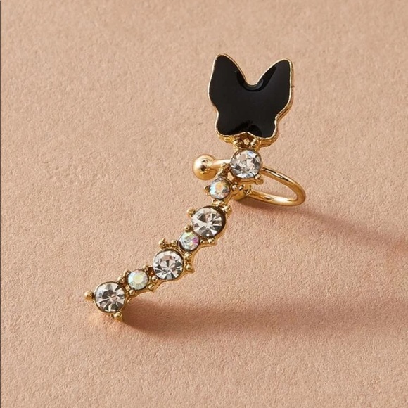 Jewelry - Rhinestone + Butterfly Ear Climber Cuff